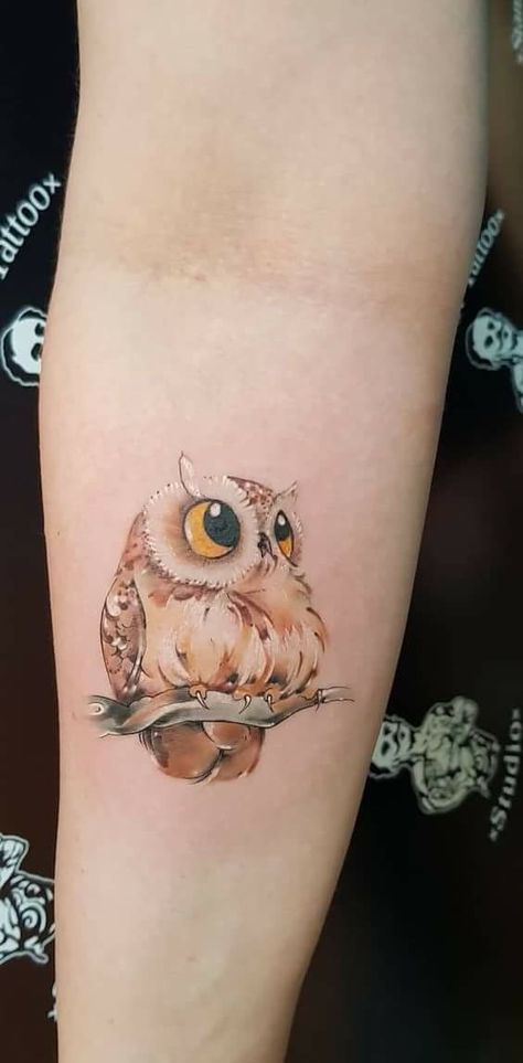 Simple Owl Tattoo, Simba Tattoo, Baby Owl Tattoos, Owl Tattoo Drawings, Cute Owl Tattoo, Model Tattoo, Dragon Tattoo For Women, Tattoo Trend, Owl Tattoo Design