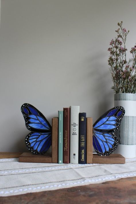 Shop — Camel City Glass Butterfly Office Decor, Aesthetic Gift Shop, Blue Butterfly Decor, Butterfly Ideas Decoration, Cute Knick Knacks, Cute Bookends, Blue Butterfly Aesthetic, Butterfly Bookends, Office Decor Aesthetic