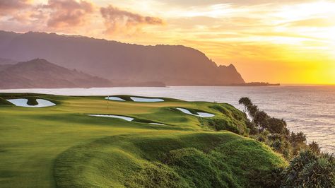 On Kauai, stunning golf course vistas abound: Travel Weekly Fairmont Chateau Whistler, Golf Vacations, Hanalei Bay, Best Golf Courses, Couples Vacation, Golf Trip, Golf Resort, Golf Tips, Golf Cart