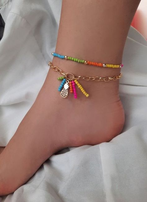 Beaded Anklets Diy, Bead Anklets, Anklets Diy, Anklets Jewelry, Ankle Bracelets Diy, Anklet Designs, Beaded Anklet, Ankle Jewelry, Gold Anklet