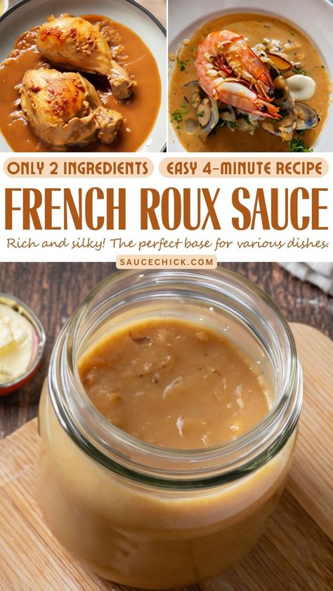 Roux Sauce Recipe France Food Recipe, How To Make A Rue, French Sauce Recipes, Roux Recipes, Classic Sauces, Roux Sauce, Roux Recipe, Mother Sauces, Gourmet Sauces