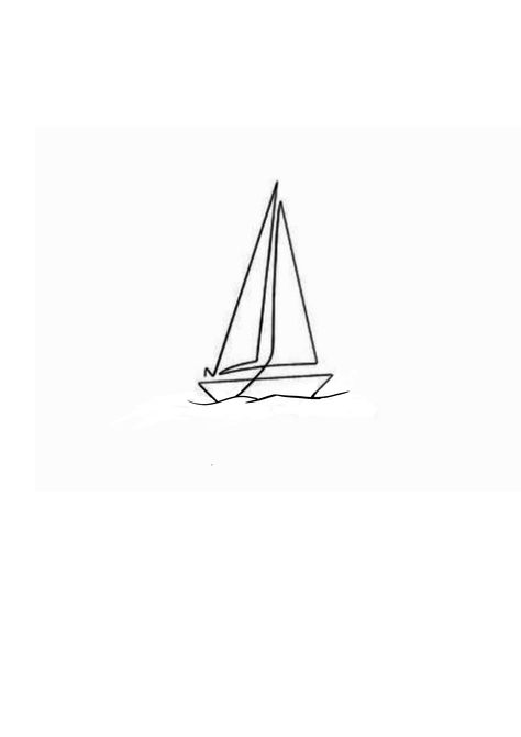 Sailboat On Water Tattoo, Crab Fine Line Tattoo, Fine Line Sail Boat Tattoo, Tiny Sailboat Tattoo, Simple Boat Tattoo, Sailboat Doodle, Small Boat Tattoo, Sailboat Tattoo Simple, Lineart Embroidery