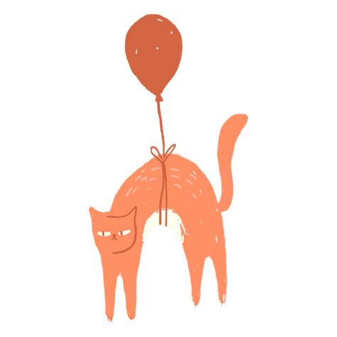 Balloon Illustration Drawing, Cat With Balloon, Balloon Cat, Cat Balloon, Clay Cafe, Hanging Balloons, Design Balloon, Cat Balloons, Postcard Ideas