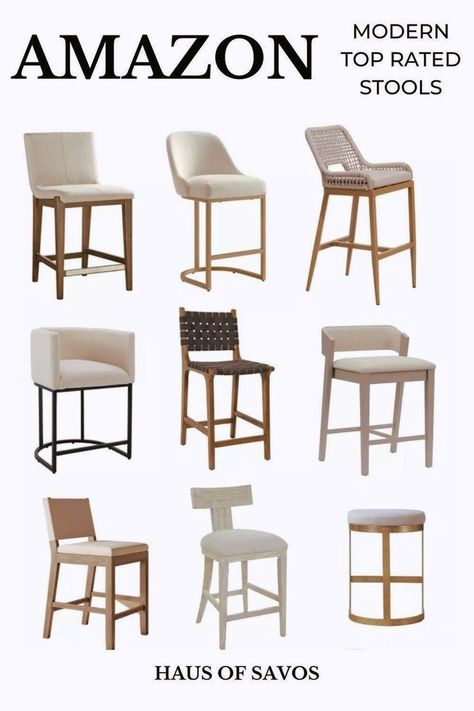 Modern Kitchen Counter Stools, Modern Kitchen Counter, White Kitchen Counters, Modern Kitchen Stools, Modern Bar Stools Kitchen, Kitchen Counter Chairs, Chairs For Kitchen Island, Organic Modern Kitchen, White Counter Stools