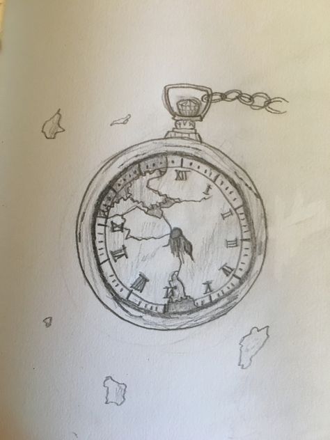 Broken clock #myaesthetic #artsaysno Broken Clock Sketch, Stopwatch Drawing, Broken Clock, Mirror Drawings, Broken Mirror, Creepy Art, Drawing Ideas, Tatting, Tattoo Ideas