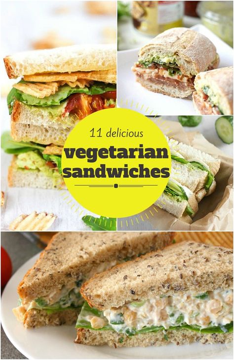 11 delicious vegetarian sandwiches - that aren't just stuffed with cheese and salad! Lunch will never be the same again. Vegetarian Sandwiches, Resep Vegan, Salad Lunch, Vegetarian Lifestyle, Vegetarian Sandwich, Veggie Sandwich, Going Vegetarian, Healthy Sandwiches, Vegetarian Lunch