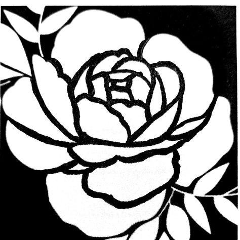 Rose Lino Print, Aya Tattoo, Rose Linocut, Wood Printing Blocks, Rose Outline, 60s Art, Monochromatic Art, Scratch Art, Zentangle Art