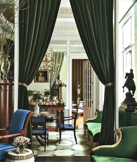 Netflix's Bridgerton reignites a love affair with Regency décor! Here are 7 ideas for how to add Bridgerton décor to a modern-day home! Velvet Curtains Living Room, Green Velvet Curtains, Velvet Curtains Bedroom, Pink Velvet Curtains, Velvet Drapes, Green Curtains, Curtains Living, Custom Drapes, Furniture Office