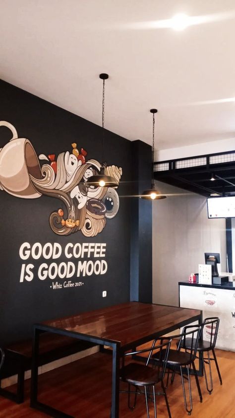 Cafe Wall Design Ideas Coffee Shop, Cafe Mural Ideas Coffee Shop, Mural Cafe Coffee, Cafe Wall Design Ideas Interiors, Cafeteria Wall Design, Cafe Mural Ideas, Cafe Wall Art Creative, Cafe Wall Design, Cafe Art Wall