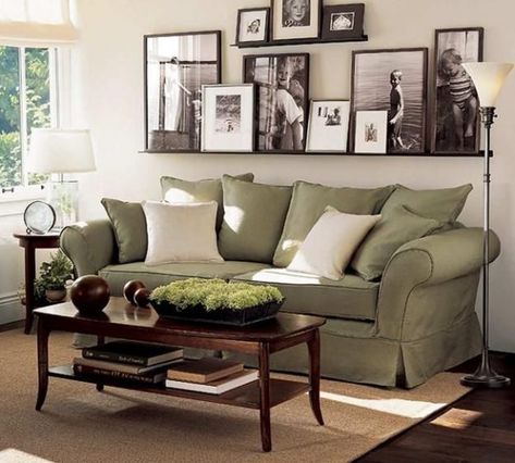 Sage Green Couch, Green Couch Decor, Above Couch Decor, Family Room Wall Decor, Big Wall Decor, Behind Couch, Family Room Walls, Sofa Wall, Green Couch