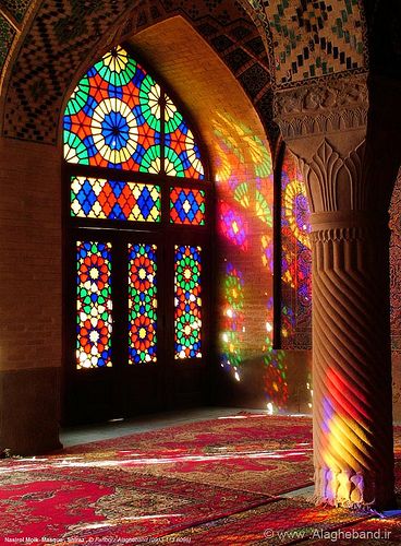 Nasirol molk Mosque(Shiraz) | by Fariborz Alagheband Islamic Window, Pretty Buildings, Iranian Architecture, Persian Architecture, زجاج ملون, Mosque Architecture, Church Windows, Persian Culture, Islamic Art Pattern