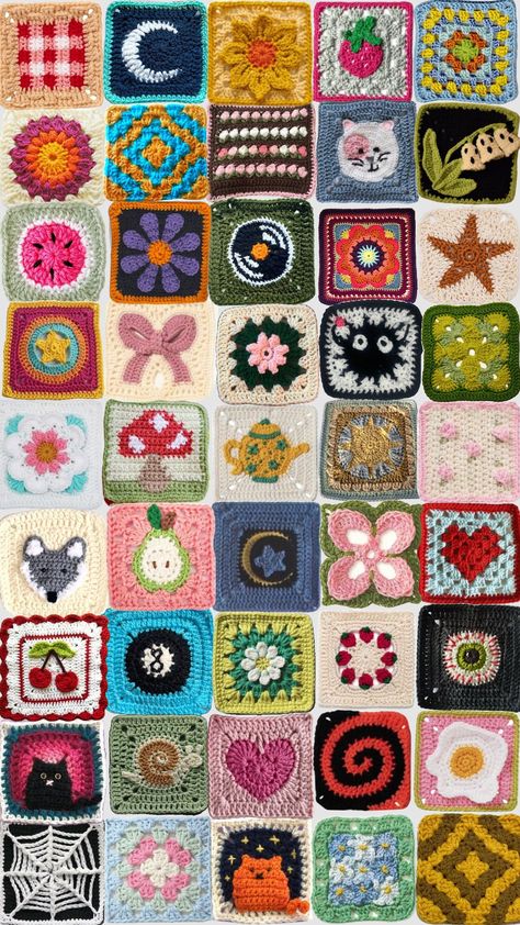 #crochet #grannysquare Crochet Square Patterns Blanket, Crochet Square Projects, Patchwork Granny Square Blanket, Aesthetic Crochet Blanket, Room Crochet, Granny Square Crochet Patterns Free, Crochet Fairy, Vintage Crochet Patterns, Crochet Vest Pattern