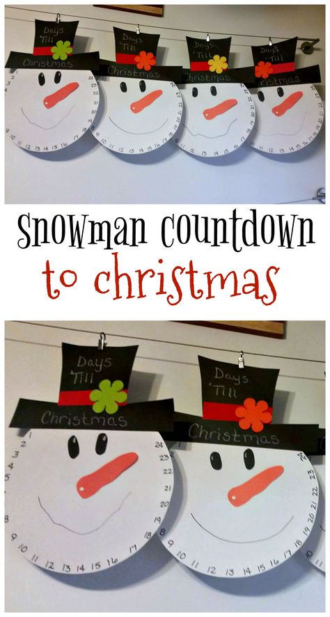 Snowman countdown to christmas craft for kids to make! The nose moves every day! #christmascraftsforkids Christmas Countdown Craft, Christmas Countdown Crafts, Crafty Morning, Snowman Crafts Diy, Room Decor Crafts, Home Decor Diy Crafts, Christmas Crafts For Kids To Make, Christmas Crafts To Make, Diy Snowman