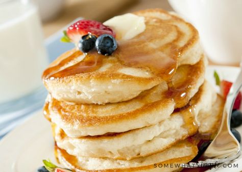 A 15-year quest to duplicate grandma's famous pancake recipe results in the discovery of the best pancakes ever! Clean Meals, Homemade Pancake Recipe, Paleo Pancakes, Eggless Recipes, Pancake Recipe Easy, Breakfast Goodies, Breakfast And Brunch, Baby Foods, Vegan Pancakes