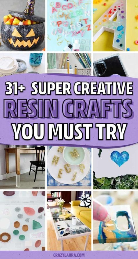 If you’re looking for some super unique and creative crafts to make out of resin, check out these fun ideas and tutorials for inspiration to make your own DIY resin project! Easy Resin Crafts For Beginners, Easy Resin Crafts, Resin Crafts Ideas, Easy Dyi, Diy Pencil Holder, Crazy Laura, Resin And Wood Diy, How To Make Resin, Resin Crafts Tutorial