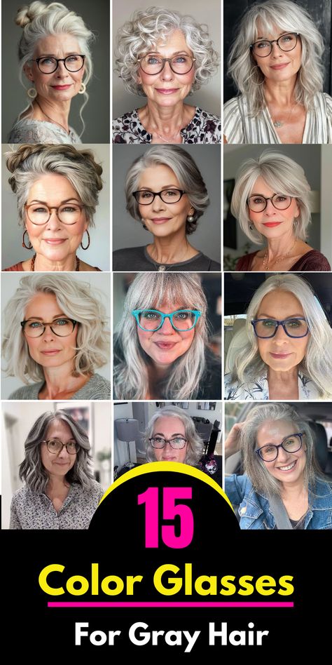 Color glasses for gray hair Best Glasses Color For Brunettes, Eye Glasses For Grey Haired Women, Gray Hair And Glasses Over 50, Glasses For Salt And Pepper Hair, Glasses And Grey Hair, Eyeglasses For Women Over 60 Gray Hair, Glasses For Women With Gray Hair, Glasses With Grey Hair, Gray Hair And Glasses