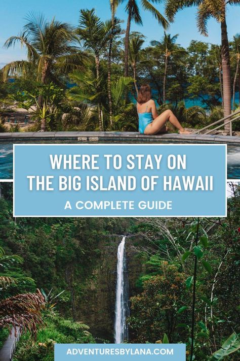 Are you wondering where to stay on the Big Island of Hawaii? With over 4,000 square miles of land area, there are quite a few choices for where to stay on the Big Island! In this post, I’ll split the Big Island up into 4 main areas for consideration: Kona, Kohala, Hilo, and Volcano. I’ll cover all the details about each area, including popular hotels, things to do, and pros and cons to consider, so you know exactly which area to pick for your trip! Where To Stay On The Big Island Hawaii, Big Island Hikes, Big Island Hawaii Things To Do, Hawaii Trip Planning, Kailua Kona Hawaii, Waikoloa Village, Hawaii Map, Hawaii Things To Do, Hawaii Hotels