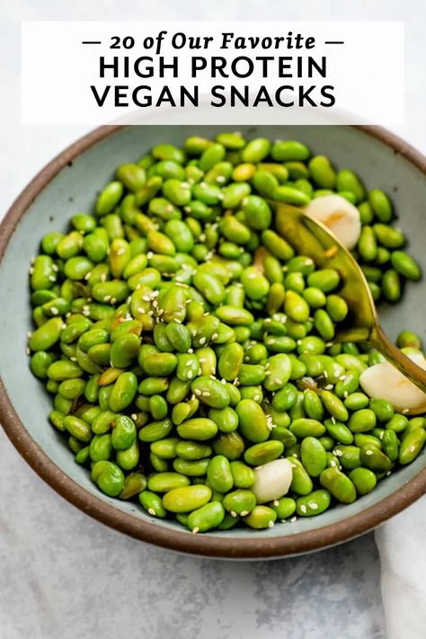 Plant Protein Recipes, High Protein Vegan Snacks, Vegan Protein Snacks, Edamame Recipes, Sources Of Protein, Vegan Protein Recipes, Vegan Protein Sources, High Protein Vegan Recipes, Plant Based Snacks