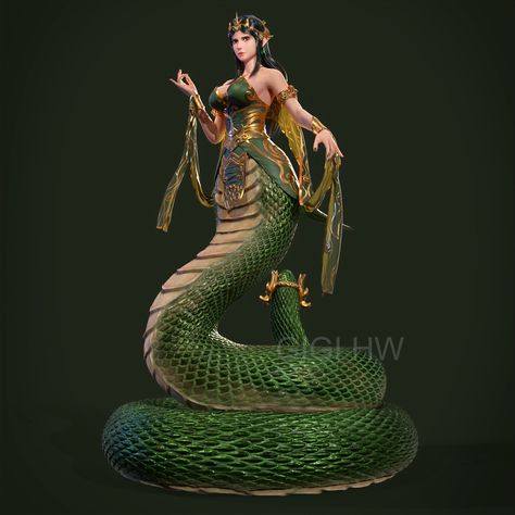 ArtStation - Serpent Lady Nyi Blorong Serpent Snake, Maya Art, Character Base, Art Station, 3d Render, Zbrush, Art Artwork, 3 D, Art