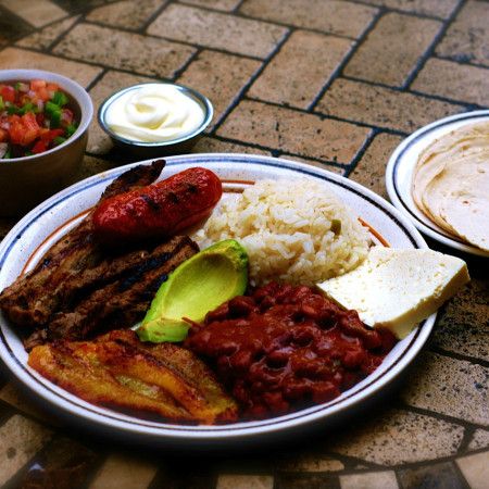 Recipe: The national dish of Honduras - Plato tipico Honduras Recipes, Stewed Beans, Central American Food, Honduras Food, Honduran Recipes, Farmer’s Cheese, Fried Plantain, Pork Sausages, Pork Sirloin