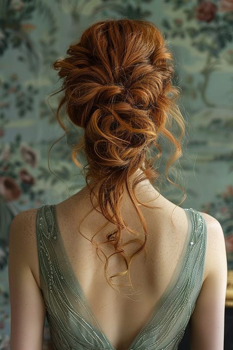 40 Stylish Updos for Medium Length Hair Loose Boho Bridal Updo, Formal Updos For Medium Length Hair Curly, Loose Romantic Updo, Chic Bridal Updo, Soft Romantic Hairstyles, Wedding Hairstyles For Long Hair Curly, Ethereal Hairstyles Romantic, Cascading Hairstyles, Curled Hair Updos