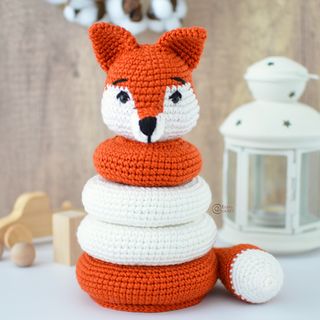 Fox Stacking Toy Free Crochet Pattern By Elisa's Crochet Crocheted Fox, Baby Stacking Toys, Crochet Toys Free Patterns, Animal Amigurumi, Crocheted Fox Pattern, Crochet Toys Free, Cozy Crochet Patterns, Crochet Baby Toys, Fox Pattern