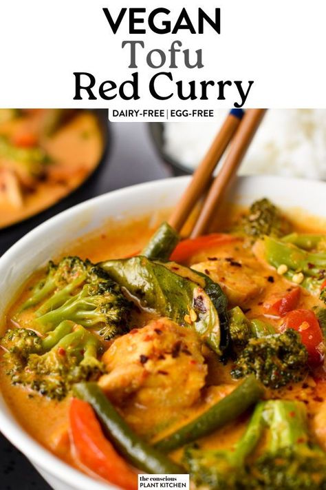 This Tofu Red Curry Recipe is an easy, healthy vegan Thai curry recipe made with tofu and crunchy vegetables cooked in a creamy red curry coconut sauce.Plus, this recipe is also low-carb and perfect for vegan, low-carb eaters. Tofu Curry Recipes, Thai Red Curry Sauce Recipe, Tofu Red Curry Recipe, Red Curry Vegan, Tofu Red Curry, Red Curry Tofu, Kosher Rules, Thai Curry Recipe, Gluten Free Asian Recipes