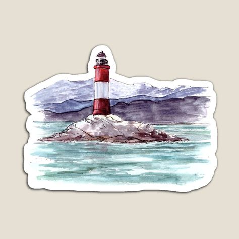 Get my art printed on awesome products. Support me at Redbubble #RBandME: https://www.redbubble.com/i/magnet/Argentina-landscape-Les-Eclaireurs-Lighthouse-Beagle-channel-near-Ushuaia-Watercolor-illustration-hand-painted-by-BartolArt/150463619.TBCTK?asc=u Argentina Landscape, Shop Clipart, Shopping Clipart, Ushuaia, Famous Landmarks, Painting Illustration, Pet Bandana, Watercolor Illustration, Print Shop