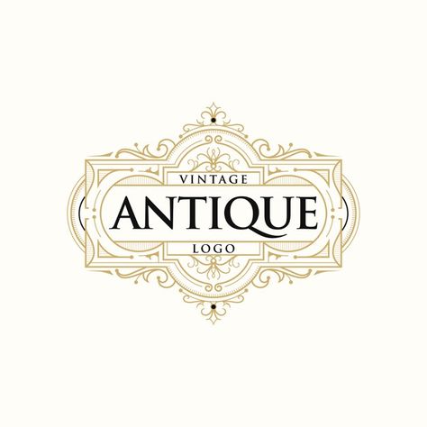 Rococo Logo Design, Classic Logo Luxury, Antique Store Logo, Antique Graphic Design, Victorian Logo Design, Antique Logo Design, Royal Logo Design, Vintage Logo Ideas, Art Business Logo