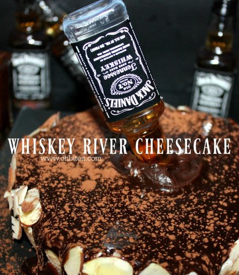 ~Whiskey River Cheesecake! | Oh Bite It Drinks For Men, Unique Cheesecake Recipes, Bacon Cheesecake, Boozy Baking, Whiskey Chocolate, Dark Chocolate Frosting, Boozy Chocolate, Sorry Mom, Boozy Desserts