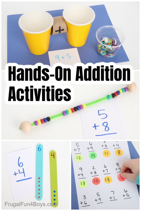 Addition And Subtraction Hands On Activities, Creative Addition Ideas, Addition And Subtraction Games 2nd, Addition Activity For Grade 2, Maths Provocations, Fun Addition Activities, Kindergarten Center Ideas, Addition Activities Kindergarten, Kindergarten Center