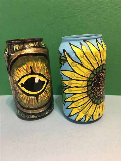 Soda Can Paintings Paintings, Craft Ideas, Ceramic Soda Can, Painted Soda Cans, Painting Soda Cans, Cute Paintings, Soda Can, Art Class, Art Classes