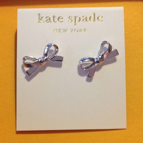 Received from the wish list... Thank you, Stephen. | Kate spade bow earrings Kate Spade Bow Earrings, Minimal Accessories, Fashion Inspiration Design, Bow Earrings, Girly Jewelry, Clueless, Jewelry Inspo, Dream Jewelry, Wish List