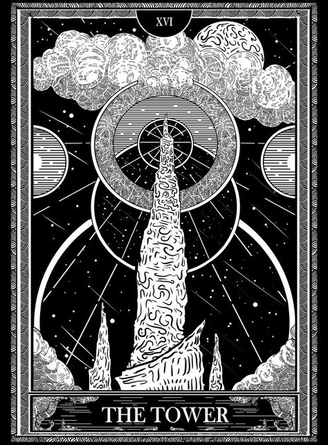 The Tower, 16th of the Major Arcana Tarot Cards.An illustration art I created for The Tower Tarot Card. You can click to the link to buy this The Tower Tarot artwork as poster prints, art prints, wall prints, stickers and tshirts. Tarot Card The Tower, Tarot Artwork, Tower Tarot Card, Major Arcana Tarot Cards, Tarot Card Artwork, Arcana Tarot Cards, Tarot Cards Art Illustration, The Tower Tarot Card, The Tower Tarot