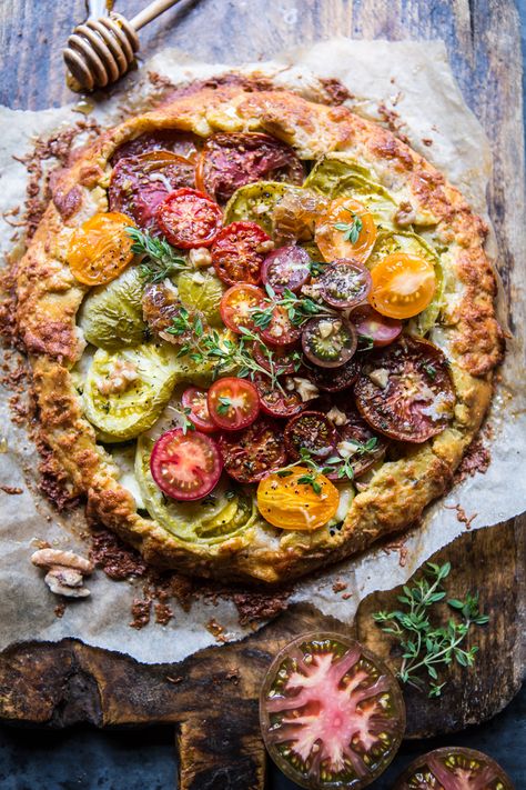 Zucchini Galette, Galette Recipe, Heirloom Tomato, Half Baked Harvest, Savory Pie, Think Food, Idee Pasto Sano, Heirloom Tomatoes, Pesto Pasta