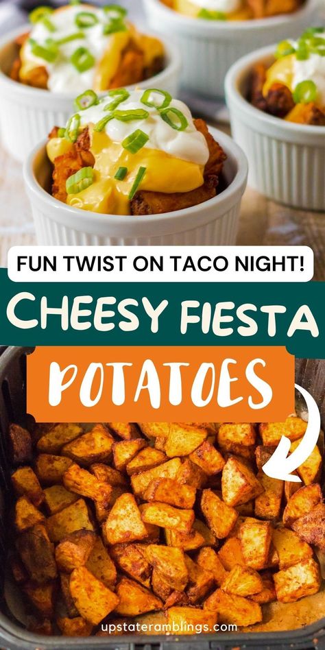 Cheesy Fiesta Potatoes Taco Food Board, Sides To Go With Tacos Simple, Side For Tacos Night, Taco Pot Luck Ideas, Taco Dinner Party Ideas, Sides To Have With Tacos, Pork Taco Side Dishes, Fun Taco Ideas, Taco Tuesday Sides