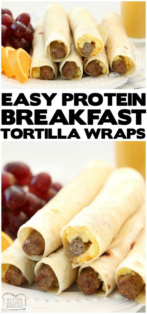 High Protein Breakfast Wraps made with turkey sausage, eggs and cheese wrapped in a fresh tortilla. Easy on the go breakfast idea that's delicious and & satisfying for everyone! Protein Breakfast Wraps, Easy On The Go Breakfast, Breakfast Tortilla, Workout Meals, On The Go Breakfast, Breakfast Protein, Eggs And Cheese, Easy Protein, Low Carb High Protein