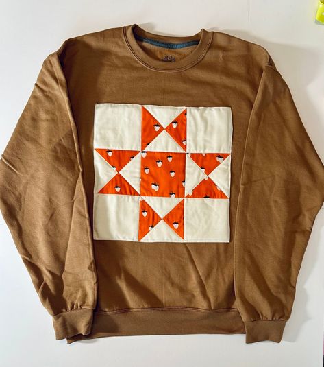 Quilt Square Sweatshirt, Quilt Patch Sweatshirt, Quilt Applique Sweatshirt, Quilt Block Sweatshirt, Quilt Star Blocks, Patchwork Sweatshirt Diy, Patch Work Sweatshirt, Quilt Sweatshirt, Sweatshirt Patchwork