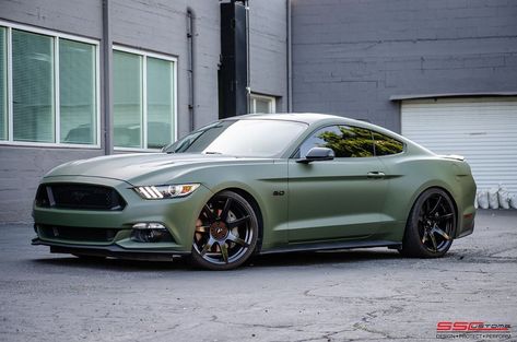 SS Customs ® on Instagram: “Full wrap in Matte Military Green on this Mustang 5.0!  __________________ #sscustoms #paintisdead #vehiclegram #ceramicpropeninsula…” Wrapped Mustang Gt, Dark Green Mustang, Mustang Wraps, Mustang Photoshoot, Mustang Wrap, Green Mustang, Ford Mustang 2016, Car Mustang, Matte Cars