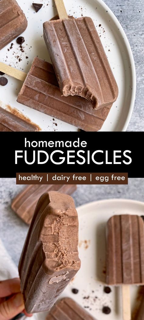 Vegan Fudgesicles, Homemade Fudgesicles, Fudgesicle Recipe, Healthy Fudge, Chocolate Popsicles, Fudge Pops, Healthy Vegan Desserts, Dairy Free Eggs, Paleo Vegan