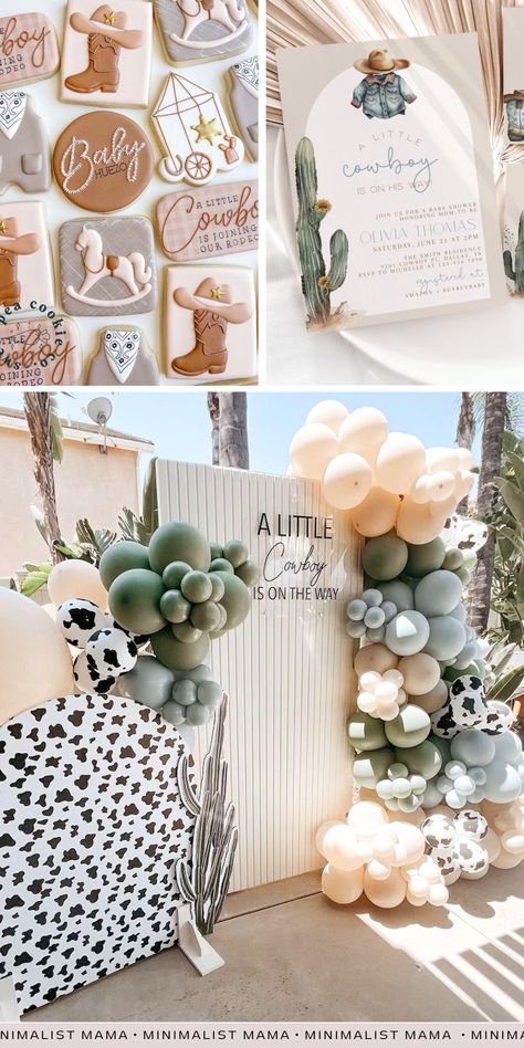 Country Baby Shower Theme, Western Theme Baby Shower Ideas, Western Boho Baby Shower Ideas, Little Cowboy Baby Shower Ideas, Cute Boy Baby Shower Themes, Cowboy Baby Shower Ideas, Boy Themed Baby Shower Ideas, Country Baby Shower Ideas, Cowboy Baby Shower Cake