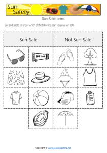 Summer Safety Activities, Safety Worksheets, Summer Safety, Sun Safety, Life Skills Special Education, Water Safety, Reading Passages, Childhood Education, Cut And Paste