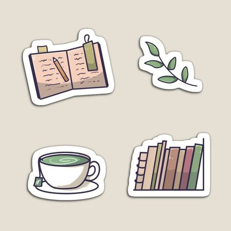 The design contains a studying notebook, a cozy leaf, a matcha tea and a mini bookshelf. Study Cute Sticker, Study Aesthetic Drawing, Study Stickers Aesthetic, Stickers For Studying, Cute Study Stickers, Study Stickers Student, Exam Stickers, Studying Stickers, Bilingual Quotes