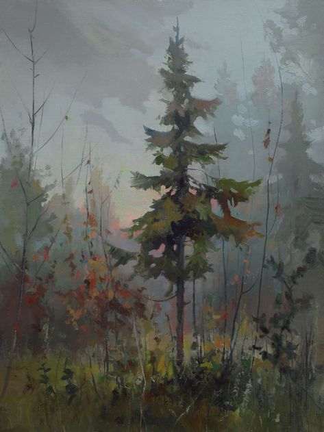 Landscape Art Painting, Nature Art Painting, Environmental Art, Tree Painting, In The Woods, Painting Inspiration, Landscape Art, Nature Art, Digital Painting