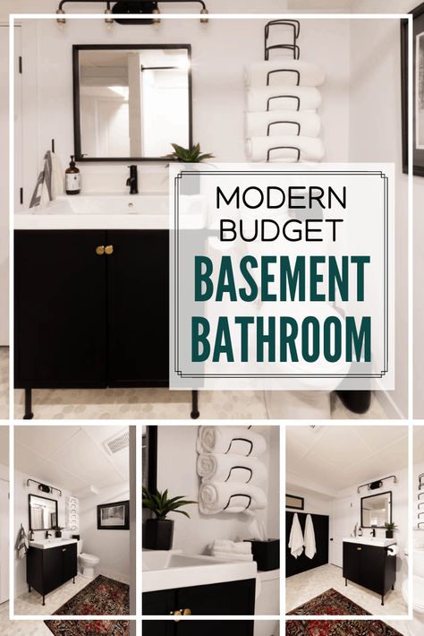 White Basement Bathroom, Black And White Basement, White Basement, Basement Remodeling Before And After, Small Basement Bathroom, Low Ceiling Basement, Basement Bathroom Design, Basement Decoration, Basement Bathroom Remodeling