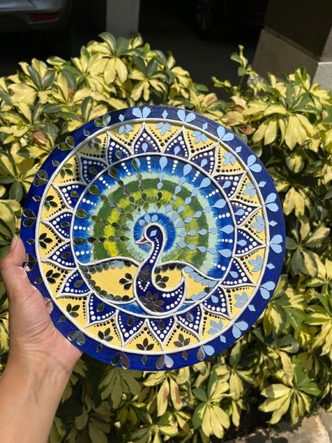 Buy this beautiful 10inch lippan wall hanging ❤️ Peacock Lippan Art, Lippan Art Wall, Painted Mirror Art, Mural Art Design, Lippan Art, Mandala Art Therapy, Art And Craft Videos, Art Decor Diy, Boho Deco