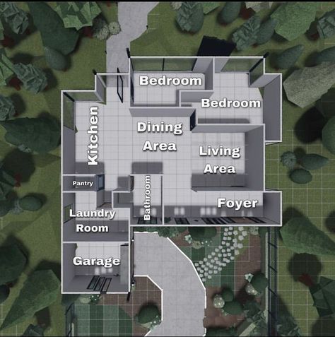 1 story, No gamepass required house layout in bloxburg. House Design Photos Bloxburg, One Floor House Layout Bloxburg, Roblox Floor Plan, 2 Floor Layout Bloxburg, Bloxburg Plot Layouts, Roblox House Layouts 1 Story, Bloc Burg Layout, Upstairs Layout Bloxburg, 1 Floor Layout Bloxburg