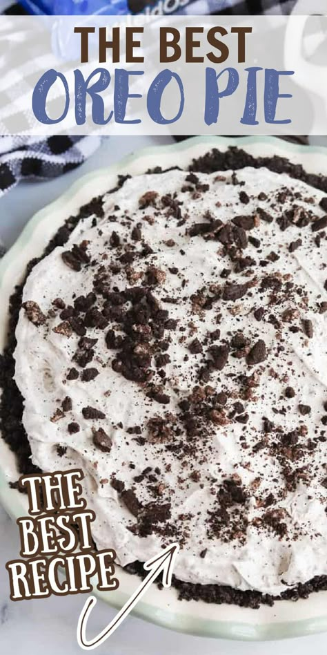 Oreo Cream Pie, Oreo Pie Recipe, No Bake Oreo Pie, Oreo Cookie Pie, Oreo Dessert Easy, Pudding Pie Recipes, Baking Recipes Pie, Oreo Pie, Oreo Dessert Recipes