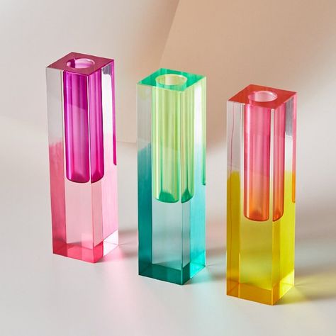 Pillar Vases, Nordic Room, Vase Transparent, Acrylic Vase, Modern Rainbow, Desktop Organizer, Décor Boho, Cylinder Shape, Crystal Design