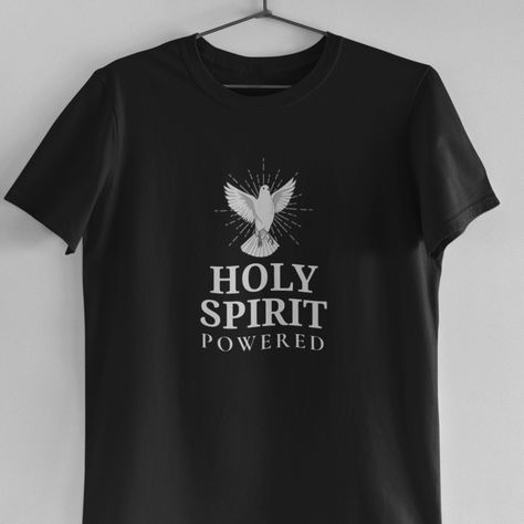 This Holy Spirit Powered shirt is a great Faith shirt for men and makes lovely Christian gifts for women. So if you are looking for Christian gifts for a friend or for yourself then these tee shirts will make a perfect addition to anyone's collection. The shirt is made from very soft cotton, this tee is really comfortable for an active lifestyle. With high-quality print it allows one to express personality on the go. .: Eurofit - sleeker fit in shoulder and sleeves .: 100% Soft cotton or Heavy c Gifts For A Friend, Faith Tshirts, Spirit Clothing, Easter Tees, 50th Birthday Shirts, Tshirt For Men, Christian Gifts For Women, Jesus Shirt, Clothing Gifts